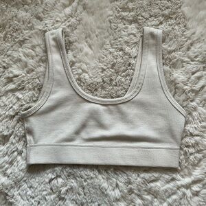 TNA Off-White Ribbed Sports Bra